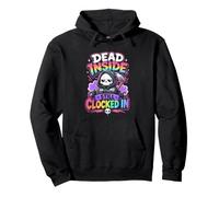 Dead Inside Still Clocked In Pastel Goth Grim Reaper Pullover Hoodie