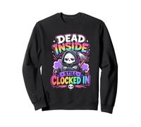 Dead Inside Still Clocked In Pastel Goth Grim Reaper Sweatshirt