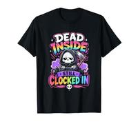 Dead Inside Still Clocked in Pastel Goth Grim Reaper T-Shirt