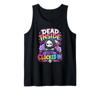 Dead Inside Still Clocked in Pastel Goth Grim Reaper Tank Top