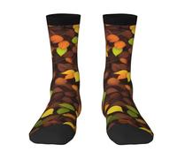 Dead Leaves On The Ground Print Colorful Socks For Men Women Adult Casual Mid-Calf Socks Sport Socks White, 3 Black, One Size