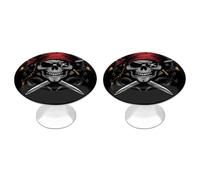 Dead Man's Chest Skull Crossbone Pirate Funny Round Cabinet Knobs Stainless Steel Drawer Pulls Door Handles Decoration