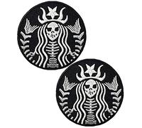 Dead Mermaid Skull Patch Halloween Skull Skeleton Zombie Patch Hook and Loop Tactical Morale Applique Fastener Military Embroidered Patch 2Pcs