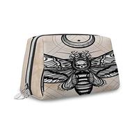 Dead Moth,Makeup Bags for Women,Dead Head Hawk Moth and Stone,Leather Cosmetic Bag Toiletry Bag Travel Case Waterproof Makeup Pouch,Multicolor,S