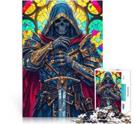 Dead Paladin Stained GlassJigsaw Puzzles for teenagers 1000 Piece Analysis and logic with Fully Interlocking Randomly Shaped Pieces 38x26cm