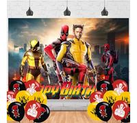 Dead-Pool Party Supplies,Cartoon Dead-Pool 3 Party Decorations Includes Banner, Cake Toppers, Balloon for Anime Party Decorations