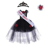 Dead Prom Queen Costume Girls - Halloween Costumes for Kids - Spooky Carnival Cosplay Dress for 2-10 Years Old Performances Photo Prop Party Wear