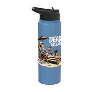 Dead Relaxed Skeleton Rest in Paradise Beach Cool Funny Stainless Steel Insulated Water Bottle