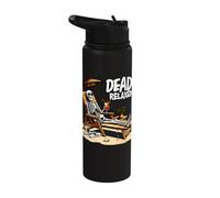 Dead Relaxed Skeleton Rest in Paradise Beach Cool Funny Stainless Steel Insulated Water Bottle