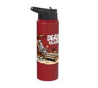 Dead Relaxed Skeleton Rest in Paradise Beach Cool Funny Stainless Steel Insulated Water Bottle