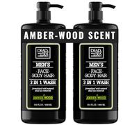 Dead Sea Collection Mens Shower Gel 3 in 1 with Amberwood Oil and Dead Sea Salt - Body Wash, Shampoo for Men, Face Wash - Pack of 2 (1000 ml. each)