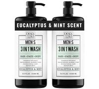 Dead Sea Collection Mens Shower Gel 3 in 1 with Eucalyptus & Mint - Body Wash with Dead Sea Salt, Shampoo for Men, Face Wash - Pack of 2 (1000 ml. each)