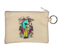 Dead serious Native American Skull Key Chain Coin Purse Beige