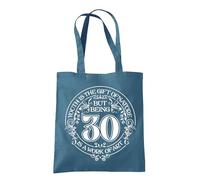 Dead Set Studio 30th Birthday Gift Bags - Canvas Tote Idea for Women Born 1995, Cool Bag for 30 Year Old Lady AIRBLUE
