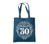 Dead Set Studio 30th Birthday Gift Bags - Canvas Tote Idea for Women Born 1995, Cool Bag for 30 Year Old Lady PETROL
