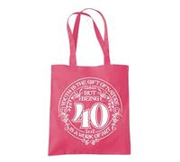 Dead Set Studio 40th Birthday Gift Bags - Canvas Tote Idea for Women Born 1985, Cool Bag for 40 Year Old Lady RASPBERRY PINK