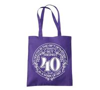 Dead Set Studio 40th Birthday Gift Bags - Canvas Tote Idea for Women Born 1985, Cool Bag for 40 Year Old Lady PURPLE