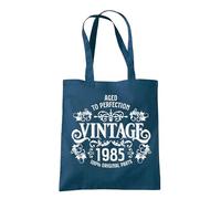 Dead Set Studio 40th Birthday Tote Bag for Women, Born in 1985, Blue, 38 cm x 42 cm x 21 cm