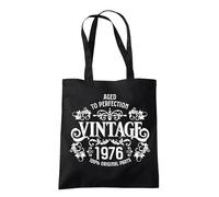Dead Set Studio 50th Birthday Gift Bag For Women, Vintage 1976 Tote Bag, 50th Birthday Gifts For Her, 38 cm x 42 cm BLACK