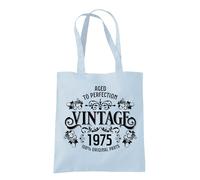 Dead Set Studio 50th Birthday Tote Bag, Pastel Blue, Large (38cm L x 42cm W 0.5cm H), Women's 50th Birthday Gift, Reusable, Cotton Canvas