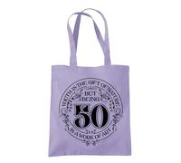 Dead Set Studio 50th Birthday Tote Bags, 50th Birthday Bag for Women Born in 1975, Funny & Stylish 50th Gift Bag for 50 Year Old Women LAVANDER