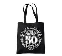 Dead Set Studio 50th Birthday Tote Bags, 50th Birthday Bag for Women Born in 1975, Funny & Stylish 50th Gift Bag for 50 Year Old Women BLACK