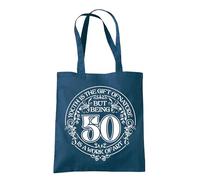 Dead Set Studio 50th Birthday Tote Bags, 50th Birthday Bag for Women Born in 1975, Funny & Stylish 50th Gift Bag for 50 Year Old Women PETROL