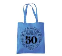 Dead Set Studio 50th Birthday Tote Bags, 50th Birthday Bag for Women Born in 1975, Funny & Stylish 50th Gift Bag for 50 Year Old Women CORNFLOWER BLUE