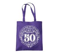 Dead Set Studio 50th Birthday Tote Bags, 50th Birthday Bag for Women Born in 1975, Funny & Stylish 50th Gift Bag for 50 Year Old Women PURPLE