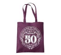Dead Set Studio 50th Birthday Tote Bags, 50th Birthday Bag for Women Born in 1976, Funny & Stylish 50th Gift Bag for 50 Year Old Women PLUM