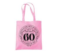 Dead Set Studio 60th Birthday Tote Bags, 60th Birthday Bag for Women Born in 1965, Funny & Stylish 60th Gift Bag for 60 Year Old Women CLASSIC PINK