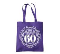 Dead Set Studio 60th Birthday Tote Bags, 60th Birthday Bag for Women Born in 1965, Funny & Stylish 60th Gift Bag for 60 Year Old Women PURPLE