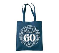 Dead Set Studio 60th Birthday Tote Bags, 60th Birthday Bag for Women Born in 1965, Funny & Stylish 60th Gift Bag for 60 Year Old Women PETROL