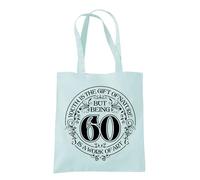 Dead Set Studio 60th Birthday Tote Bags, 60th Birthday Bag for Women Born in 1965, Funny & Stylish 60th Gift Bag for 60 Year Old Women PASTEL MINT