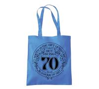 Dead Set Studio 70th Birthday Tote Bags, 70th Birthday Bag for Women Born in 1955, Funny & Stylish 70th Gift Bag for 70 Year Old Women CORNFLOWER BLUE