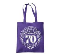 Dead Set Studio 70th Birthday Tote Bags, 70th Birthday Bag for Women Born in 1955, Funny & Stylish 70th Gift Bag for 70 Year Old Women PURPLE