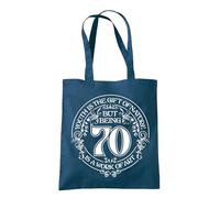 Dead Set Studio 70th Birthday Tote Bags, 70th Birthday Bag for Women Born in 1955, Funny & Stylish 70th Gift Bag for 70 Year Old Women PETROL