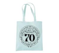 Dead Set Studio 70th Birthday Tote Bags - 70th Birthday Bag for Women Born in 1956, Funny & Stylish 70th Gift Bag for 70 Year Old Women PASTEL MINT