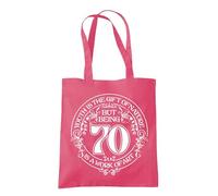 Dead Set Studio 70th Birthday Tote Bags - 70th Birthday Bag for Women Born in 1956, Funny & Stylish 70th Gift Bag for 70 Year Old Women RASPBERRY PINK