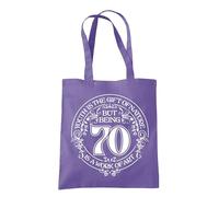 Dead Set Studio 70th Birthday Tote Bags - 70th Birthday Bag for Women Born in 1956, Funny & Stylish 70th Gift Bag for 70 Year Old Women VIOLET