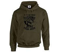 Dead Set Studio Fishing Hoodie For Men - Sling Your Hook - Koi Carp Fishing Gifts For Men OLIVE GREEN SIZE XXL