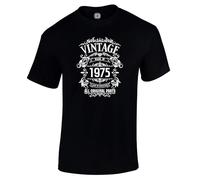 Dead Set Studio Men's 50th Birthday Gift T-Shirt - 1975 All Original Parts - Born in 1975, 50th Birthday Gift Idea for Him, Black, Size S