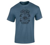 Dead Set Studio Mens 70th Birthday Gift T Shirt - 1955 All Original Parts - Born in 1955, 70th Birthday Gifts for Men, 70th Birthday Gift Idea for Him Indigo Blue Size XL