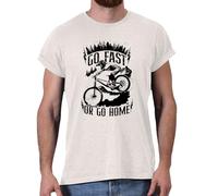 Dead Set Studio MTB Mountain Biking Biker Gift T-Shirt, Go Fast or Go Home Downhill Mountain Bike Graphic Tee for Men Trail Rider Cyclist White Size M