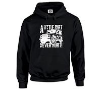 Dead Set Studio Off-Road 4X4 Men's Hoodie - 4wd Four Wheel Drive - Little Dirt Never Hurt - Classic Car Series BLACK SIZE M