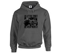 Dead Set Studio Off-Road 4X4 Men's Hoodie - 4wd Four Wheel Drive - Little Dirt Never Hurt - Classic Car Series STEEL GREY SIZE L