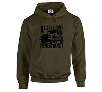 Dead Set Studio Off-Road 4X4 Men's Hoodie - 4wd Four Wheel Drive - Little Dirt Never Hurt - Classic Car Series OLIVE GREEN SIZE M