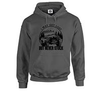 Dead Set Studio Off-Road 4X4 Men's Hoodie - Four Wheel Drive - I May Get Lost But I Never Get Stuck - Classic Car Series STEEL GREY SIZE XL
