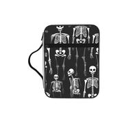 Dead-Skeletons-Pattern Bible Cover Case with Handle, Water-Resistant Oxford Fabric Bible Bag Organizer with Zipper Pockets for Church