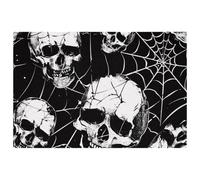 Dead Skull on Spiderweb Black Placemats, Set of 6 Table Mats for Dining Tables, 12×18 Inches Anti-Skid Heat Resistant Kitchen Table Place Mats
